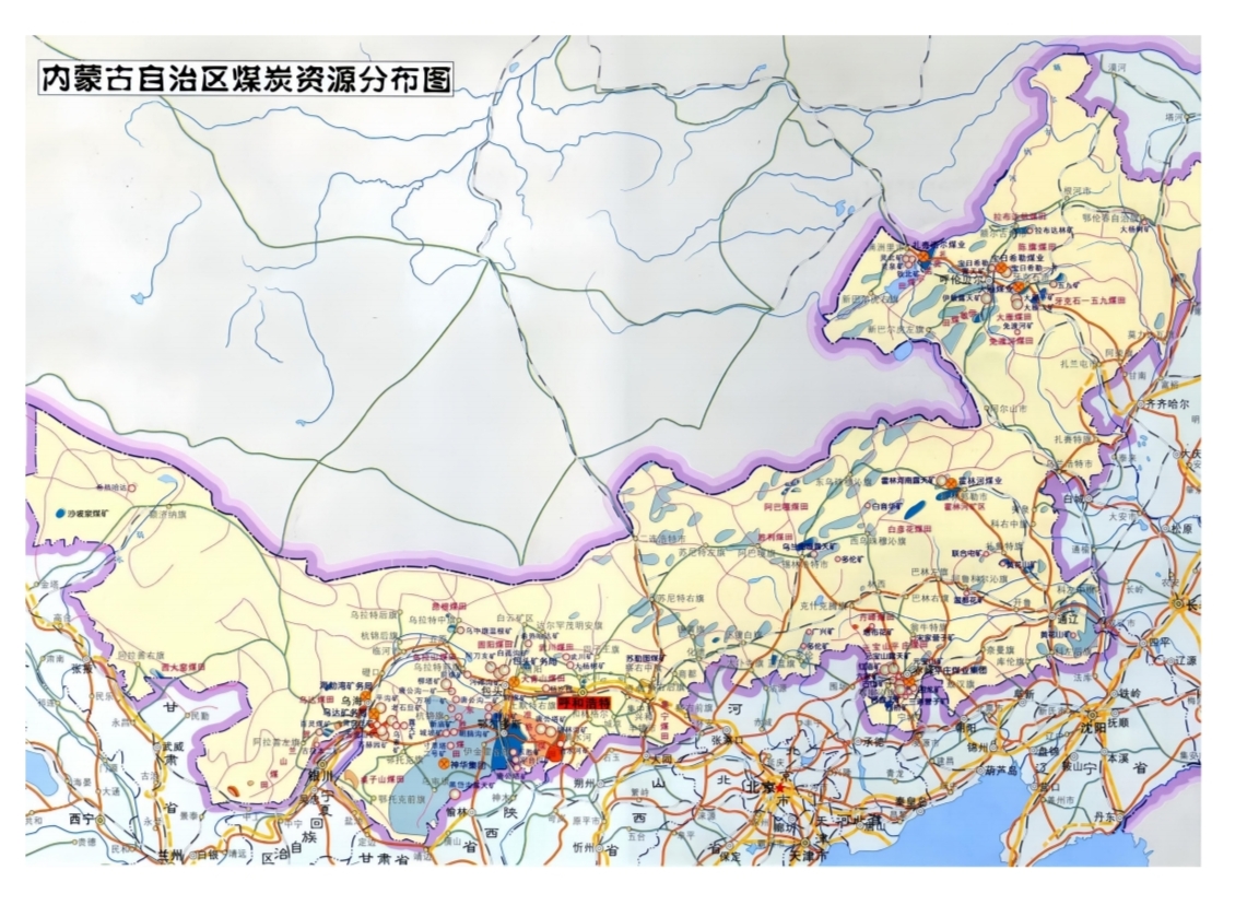 全国主要省份煤炭资源分布图-1